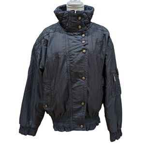 Vintage Slalom U.S.A Women's Black Lightweight Nylon Ski & Snow Jacket Size L